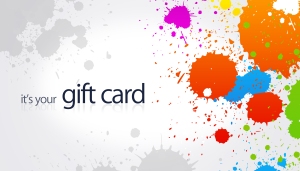 High resolution gift card with splash colored elements.